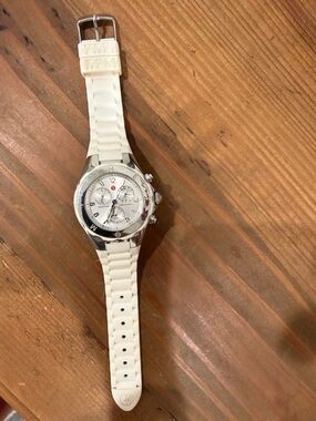 MICHELE women’s White Silicone Strap Chronograph Watch